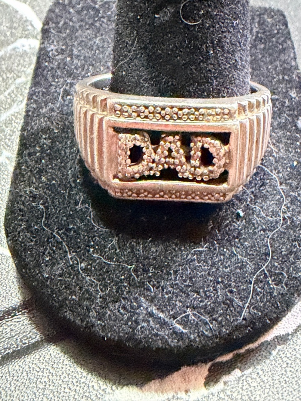 DAD Statement Ring in Sterling Silver with natural diamonds